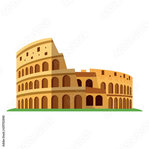 Coliseum or Colosseum of Rome. Italian ancient amphitheatre. flat vector illustration