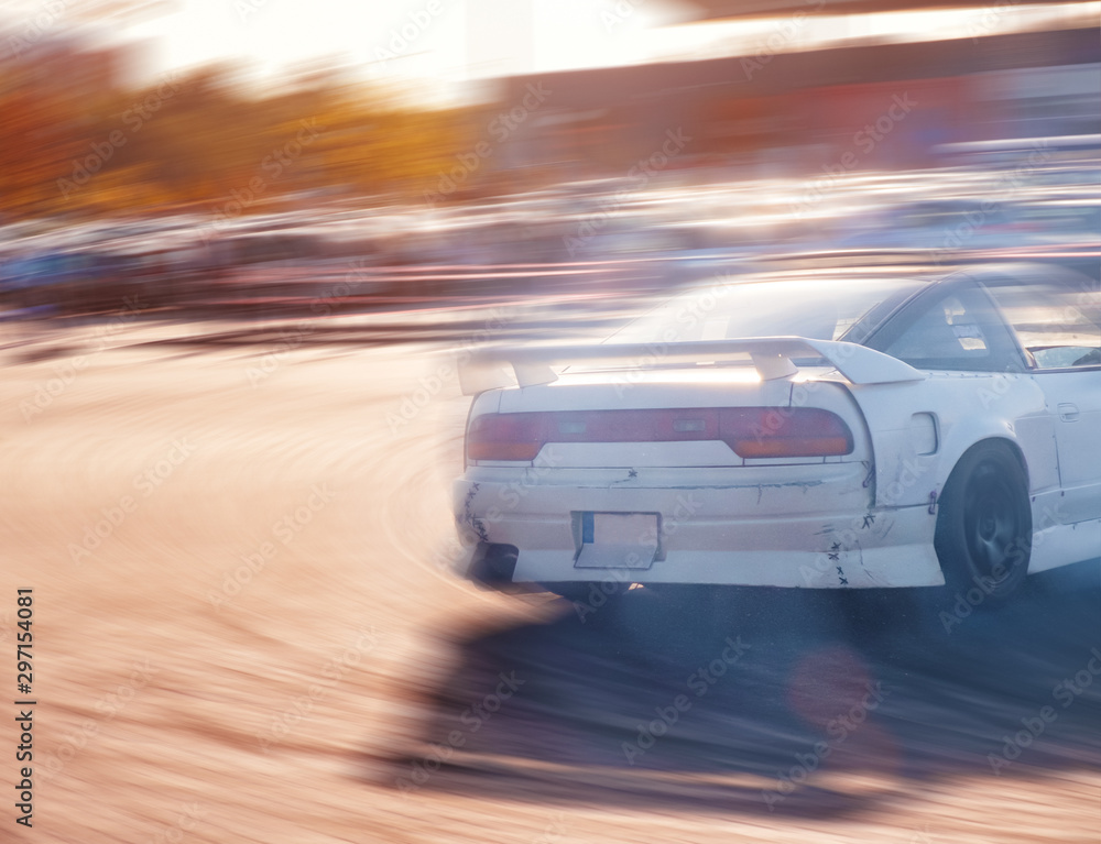 Car drifting, Blurred of image diffusion race drift car
