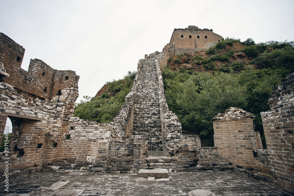 Views from inside a ruined watchtower on the Jinshanling section of the Great Wall of China in Hebei Province, near Beijing.