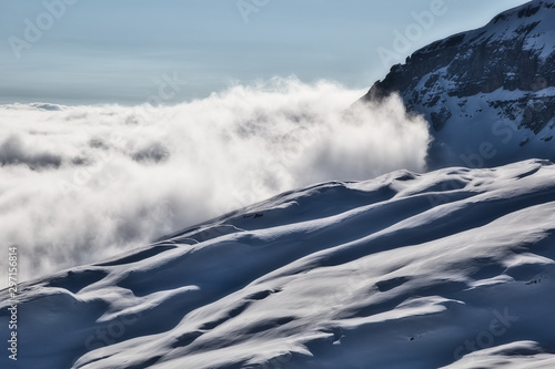 High in the mountains above the clouds