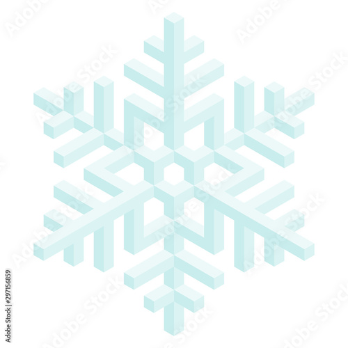 3D Christmas Isometric Snowflake on White Background. Editable Vector Illustration for New Year Decoration