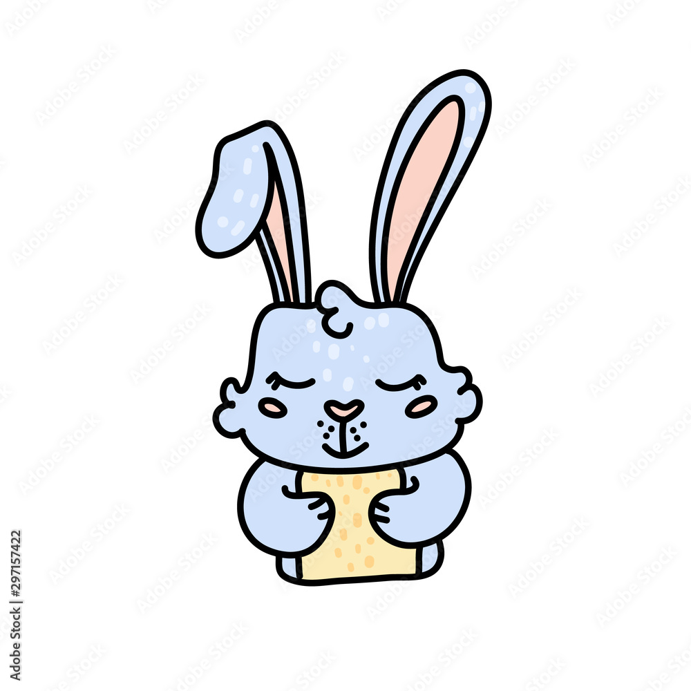 Cute baby hare hand drawn vector character Cute baby hare hand drawn vector character