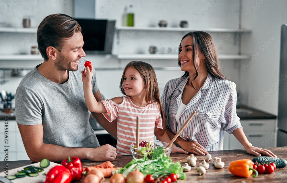 Family in kitchen