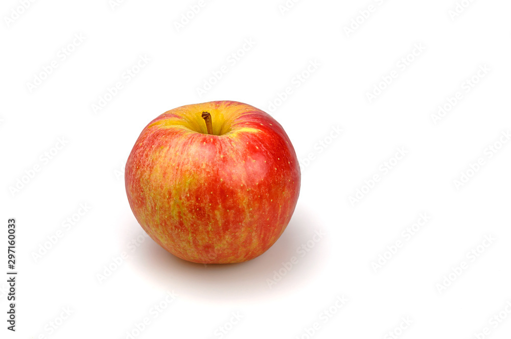 Organic red and yellow apple on a white background. Organic red and yellow apple on a white background.