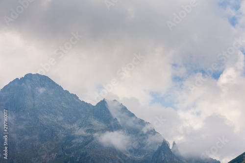 Fog and clouds over the Tatry mountains.