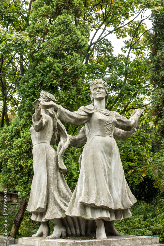 Chorzów, Poland, 28 September 2019: Silesian Parks in Chorzow in Poland - one of the concrete figures Chorzów, Poland, 28 September 2019: Silesian Parks in Chorzow in Poland - one of the concrete figures