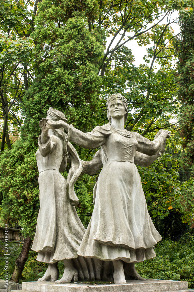 Chorzów, Poland, 28 September 2019: Silesian Parks in Chorzow in Poland - one of the concrete figures