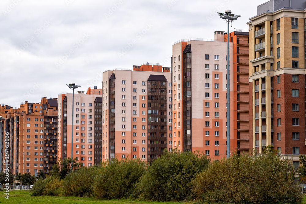 Cityscape, new residential area Kudrovo, Saint Petersburg, Russia.