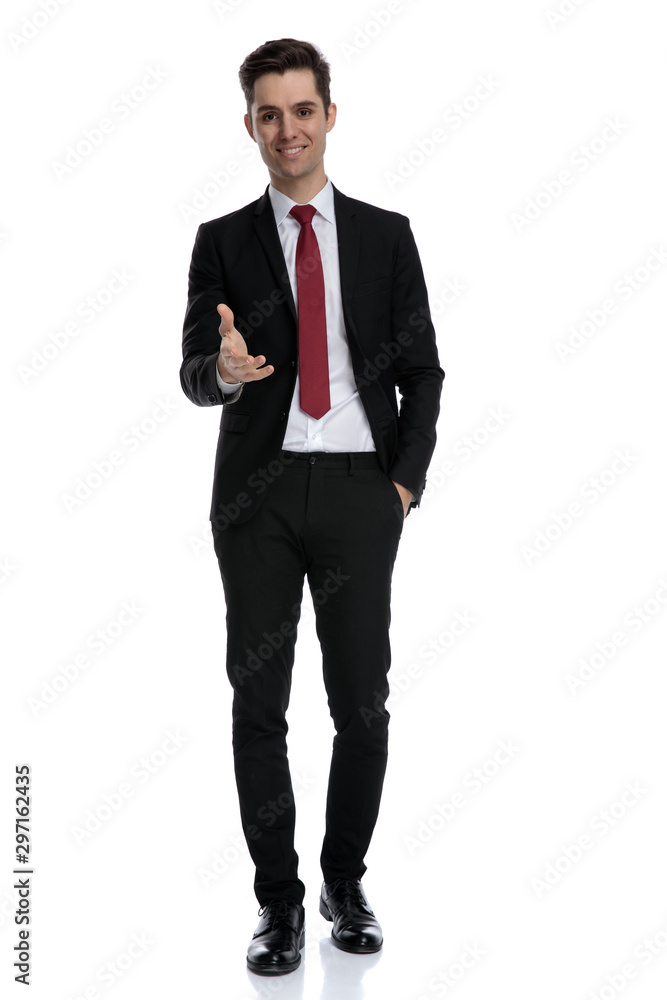 Cheerful businessman giving a handshake Cheerful businessman giving a handshake