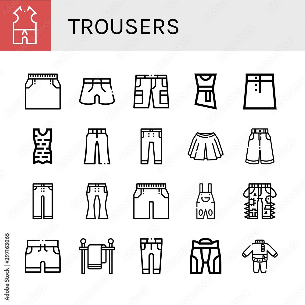 Set of trousers icons such as Clothes, Skirt, Shorts, Blouse, Trousers, Jeans, Overall, Clothes line, Pant , trousers Set of trousers icons such as Clothes, Skirt, Shorts, Blouse, Trousers, Jeans, Overall, Clothes line, Pant , trousers