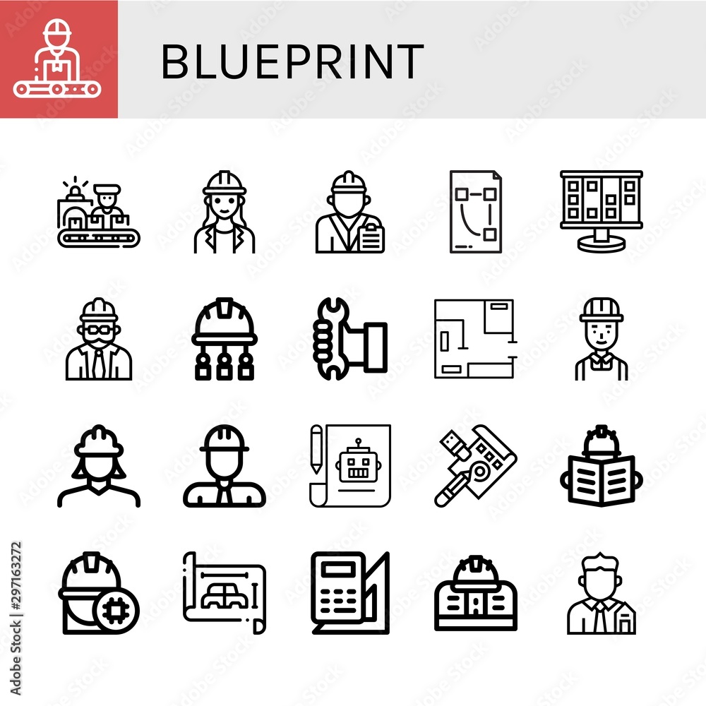 Set of blueprint icons such as Engineer, Worker, Architect, Plan, Planning, Foreman, Blueprint, Draft, Engineering, Real estate , blueprint Set of blueprint icons such as Engineer, Worker, Architect, Plan, Planning, Foreman, Blueprint, Draft, Engineering, Real estate , blueprint