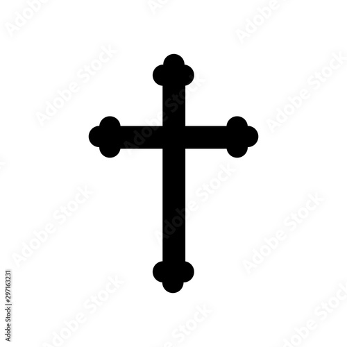 Christian cross icon , isolated cross symbol , black and white vector illustration