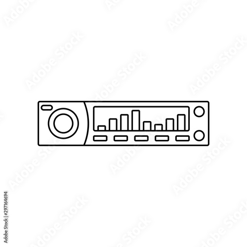 car radio line icon, outline vector sign, linear style pictogram isolated on white. Symbol, logo illustration.