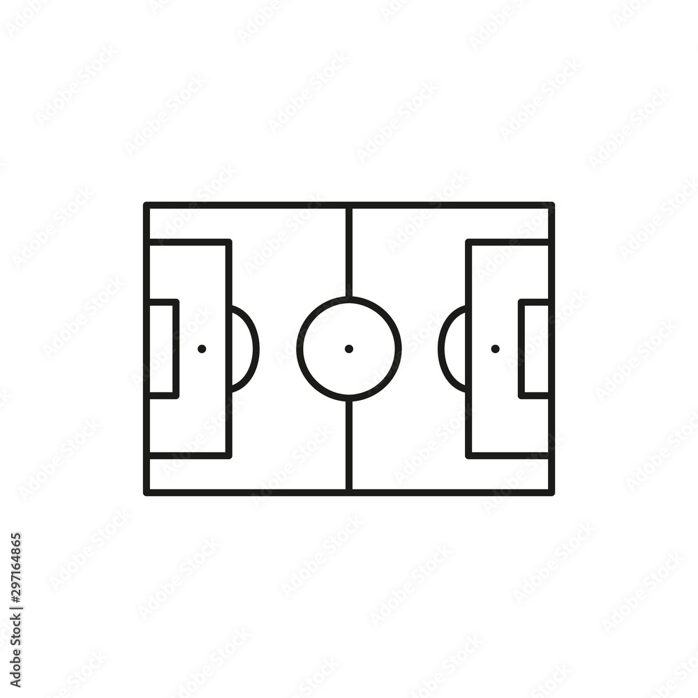 Soccer field line icon for web, mobile and infographics. Vector black icon isolated on white background. Soccer field line icon for web, mobile and infographics. Vector black icon isolated on white background.