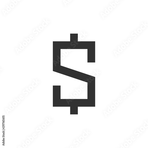 Square shape Dollars sign icon. USD currency symbol. Money label. Stock vector illustration isolated on white background.