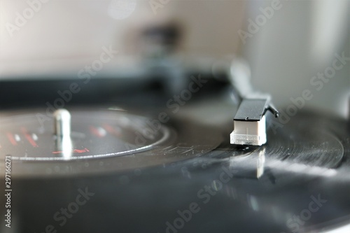 closeup of a record player
