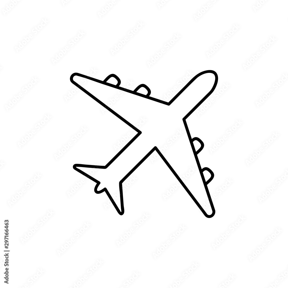 airplane line icon for web and mobile, modern minimalistic flat design. Vector black icon isolated on white background. airplane line icon for web and mobile, modern minimalistic flat design. Vector black icon isolated on white background.