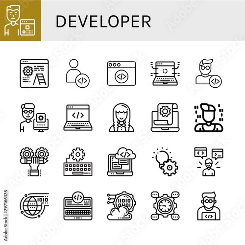 Set of developer icons such as Programmer, Development, Developer, Web coding, Programming , developer
