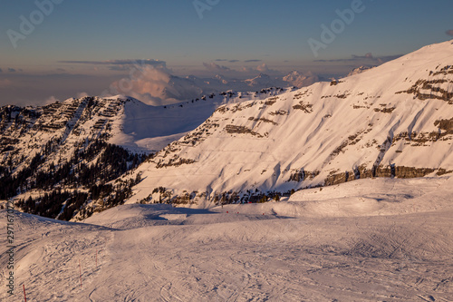 Ski slope in sunset © Pavel Rezac