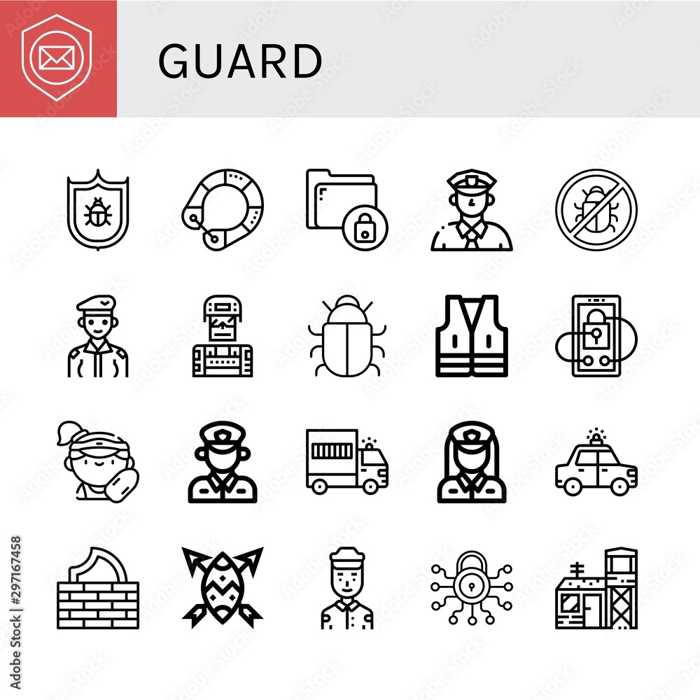 Set of guard icons such as Shield, Antivirus, Life saver, Secure, Cop, Soldier, Vest, Security, Lifeguard, Policeman, Prisoner transport vehicle, Policewoman, Police car , guard Set of guard icons such as Shield, Antivirus, Life saver, Secure, Cop, Soldier, Vest, Security, Lifeguard, Policeman, Prisoner transport vehicle, Policewoman, Police car , guard