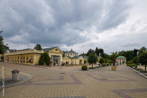 Pedestrian precinct - center of resort Frantiskovy Lazne (Franzensbad) - great Bohemian spa town is situated north of historical city Cheb in the west part of the Czech Republic