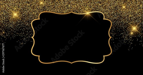 Stop motion creative video Invitation card with gold sparkling for mailing, web invitation, greeting cards, web site… Gold card frame and space to put your text