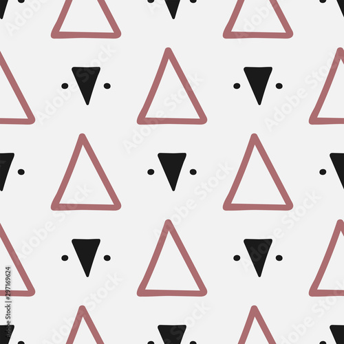 Free Download Simple seamless pattern with round spots and triangles drawn by hand. Repeating geometric print. Vector illustration. - GFXLoad