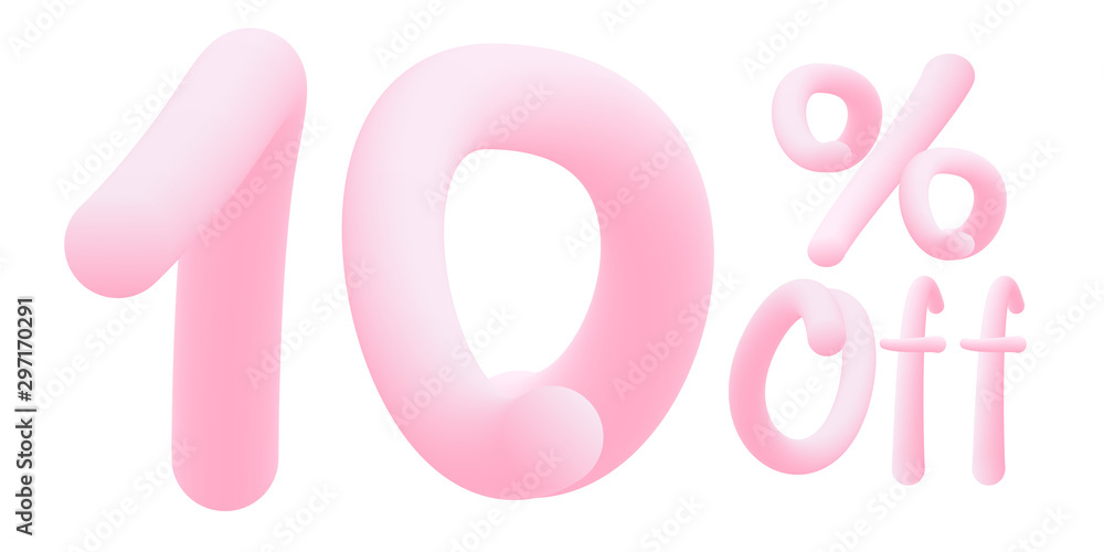 10 percent off Numbers made of chewing gum. Bubble Gum sign . Isolated on white background. Vector 3d font . Design template for big sale / special offer / advertising . 10 percent off Numbers made of chewing gum. Bubble Gum sign . Isolated on white background. Vector 3d font . Design template for big sale / special offer / advertising .