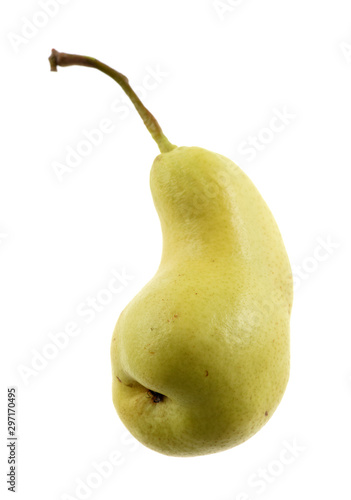Ugly food concept. Unusual shaped organic sweet pear isolated on white background