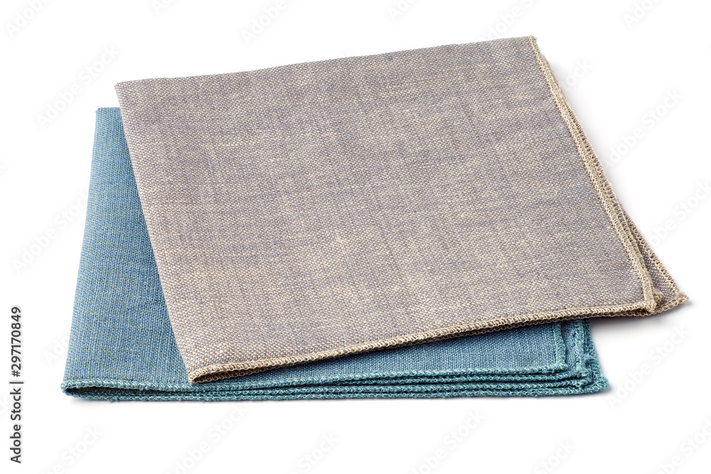 Two colorful textile napkins on white background Two colorful textile napkins on white background