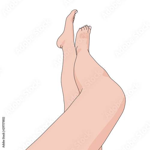 Female legs on the beach style isolated white background