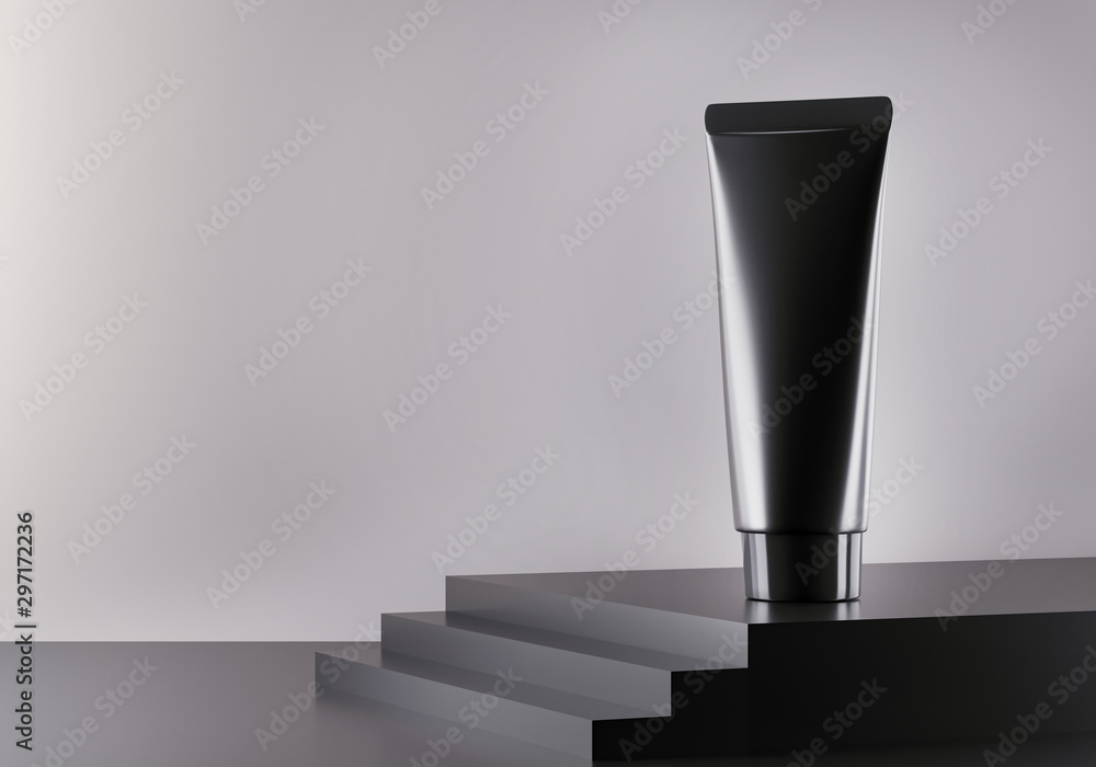 Cream in Silver jar. Body, hair, skin care for women's health. Bottle for body moisturizer. Cosmetics Sale Gift 3d render illustration. Eco natural organic promotion product. Cream jar on steps. Cream in Silver jar. Body, hair, skin care for women's health. Bottle for body moisturizer. Cosmetics Sale Gift 3d render illustration. Eco natural organic promotion product. Cream jar on steps.
