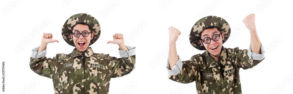 Funny soldier isolated on the white Funny soldier isolated on the white