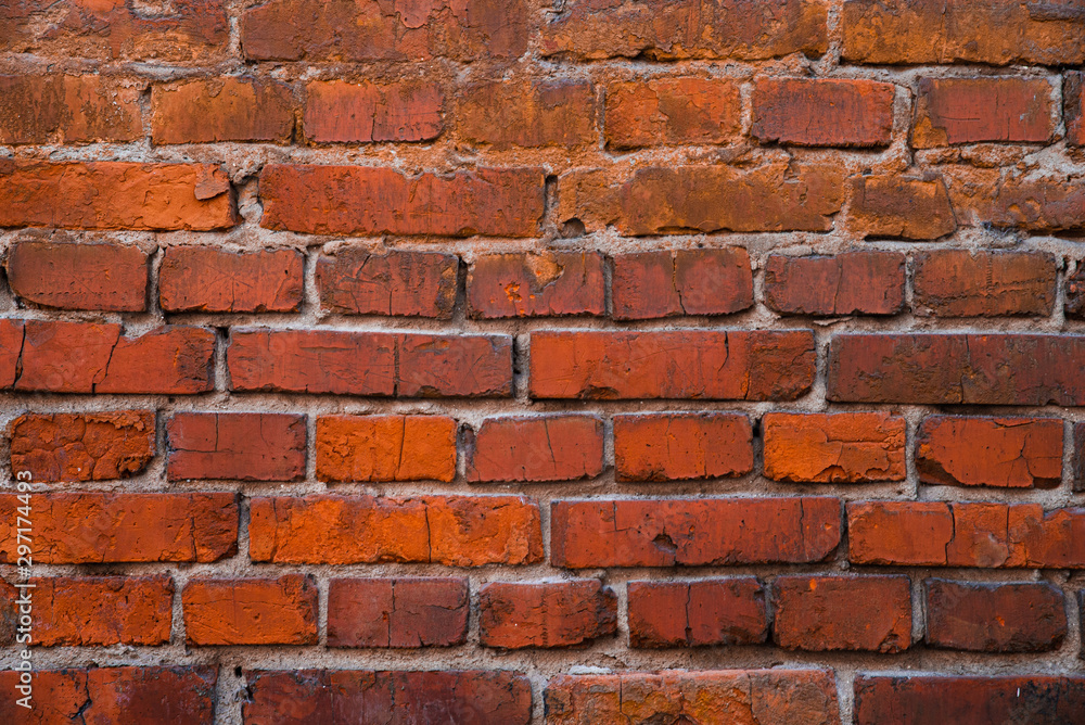 Fototapeta premium Texture of old red brick masonry
