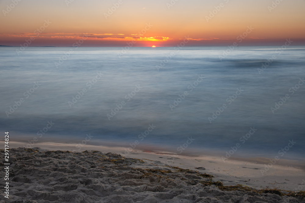 Beautiful sunset over the baltic sea. Long exposure