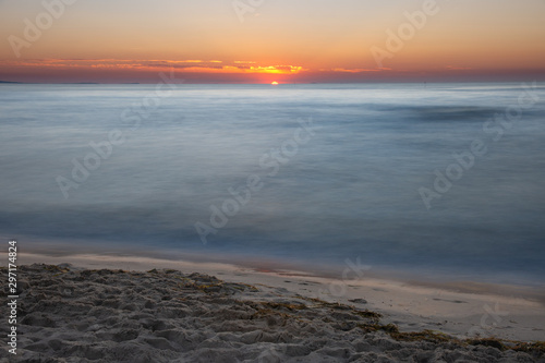 Beautiful sunset over the baltic sea. Long exposure
