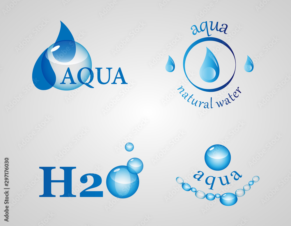 Mineral Water Label And Logo Sticker. Vector Set Isolated On Gray ...