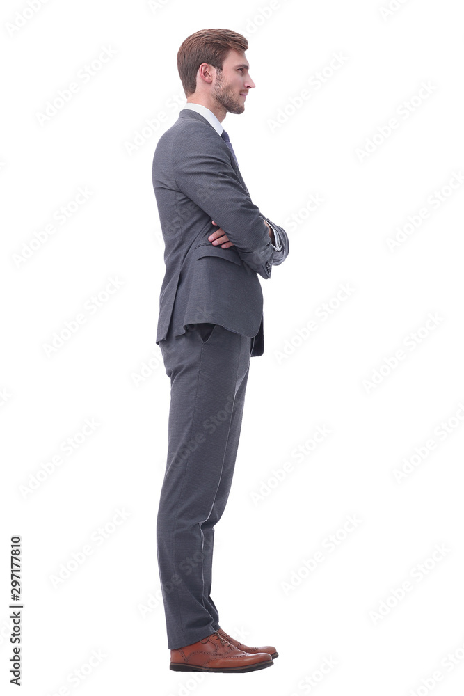 side view. confident business man looking forward. side view. confident business man looking forward.