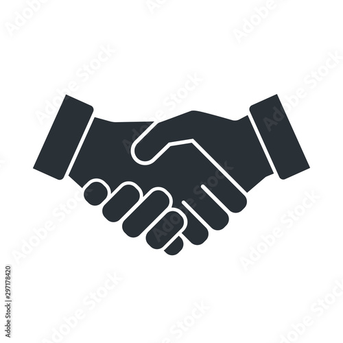 flat vector image on white background, handshake icon, business agreement and arrangement
