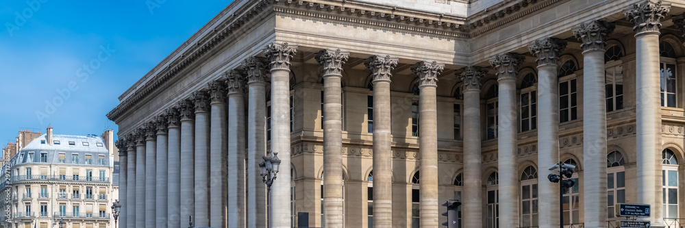 Paris, the Bourse, beautiful building in a chic area of the french capital