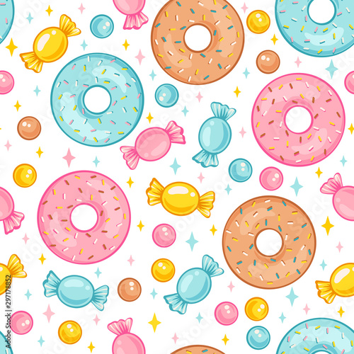 Sweet candy and donut seamless pattern