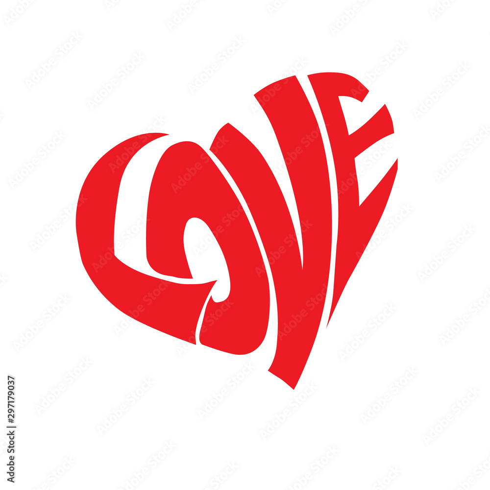 Red LOVE heart hand drawn vector letter. Fashion and graphic design for  Valentines day greeting card, t shirt and poster printing. Lettering phrase  isolated on the background Stock Vector | Adobe Stock