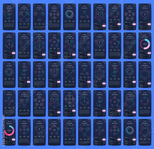 Different UI, UX, GUI screens and flat web icons for mobile apps