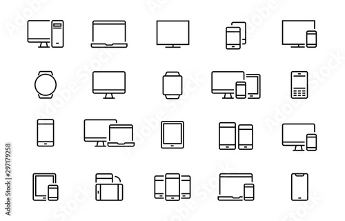 Set of devices web icons Editable vector stroke
