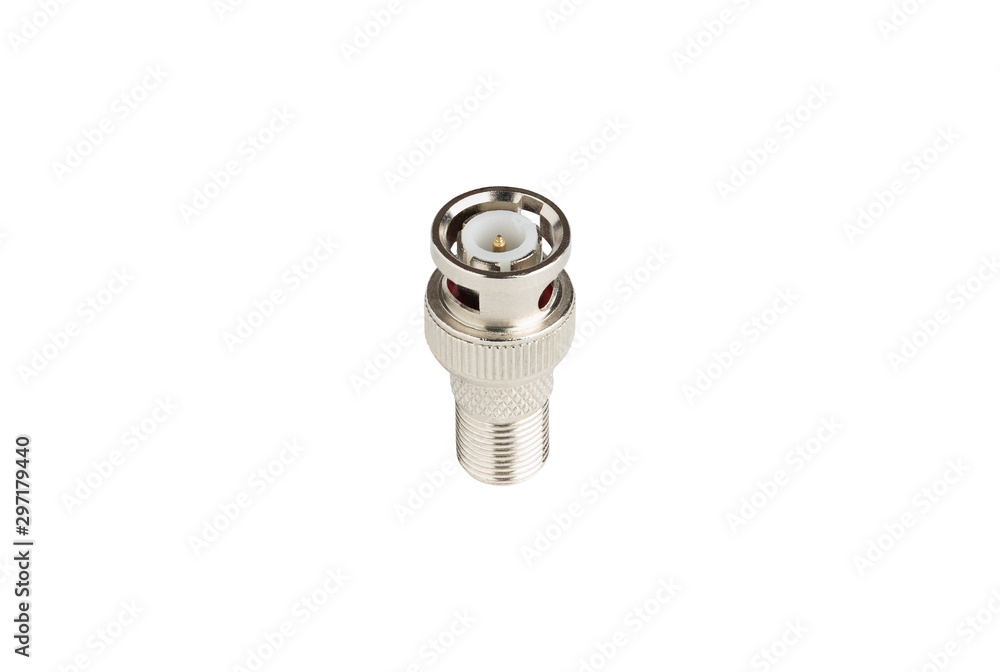 coaxial bnc cctv connector isolated on a white background.