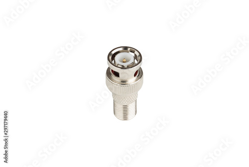 coaxial bnc cctv connector isolated on a white background. photo