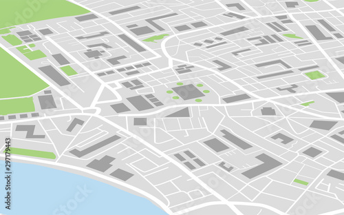 Flat city map colored concept