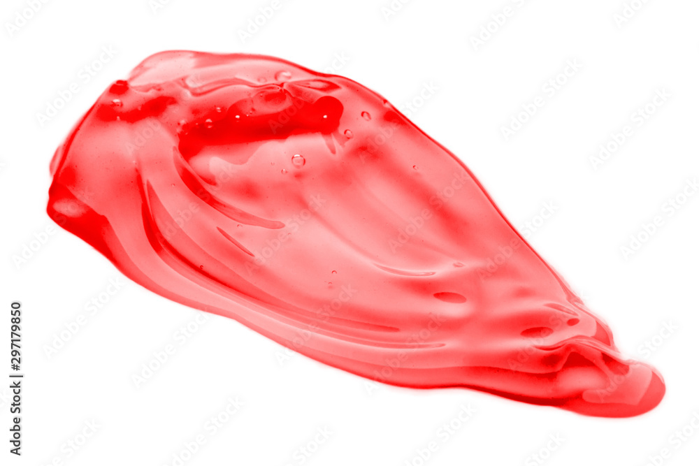 Cosmetic Cream Gel Texture Isolated On White Background. Close Up Of Green Transparent Drop Of Skin Care Product. High Quality Cosmetic Cream Gel Texture Isolated On White Background. Close Up Of Green Transparent Drop Of Skin Care Product. High Quality