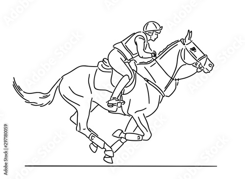 Athlete and horse participates in field trials