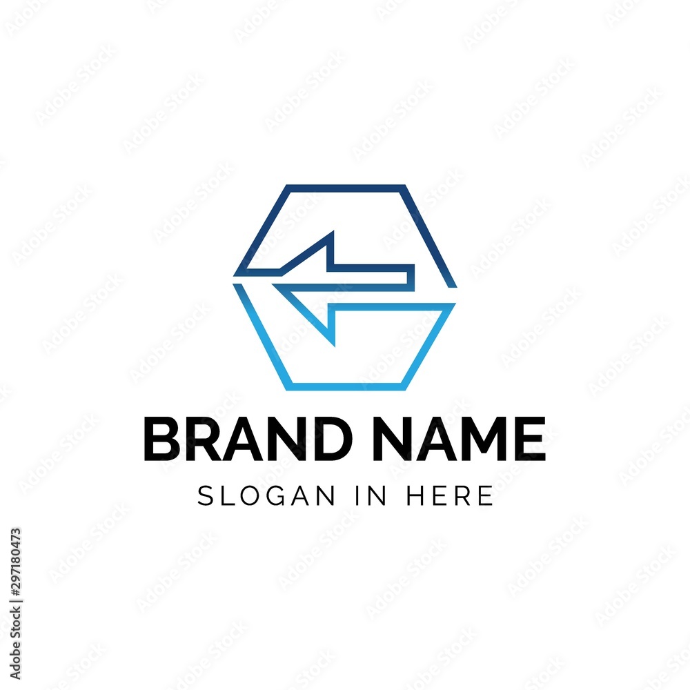 arrow with connected with hexagonal line vector logo illustration arrow with connected with hexagonal line vector logo illustration